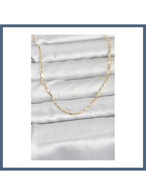 Bezos cm 14K Gold Renk Lazerli Zincir Model 60 cm Kadın Kolye BZS10