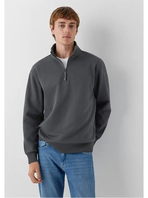 Mavi Yarım Fermuarlı Sweatshırt Unexplored