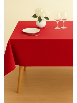 Luvora Home Luna Serisi Kadife Dokulu Masa Örtüsü - Kırmızı