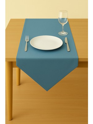 Luvora Home Luna Serisi Kadife Dokulu Üçgen Runner - Indigo