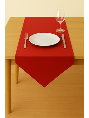 Luvora Home Luna Serisi Kadife Dokulu Üçgen Runner - Kırmızı