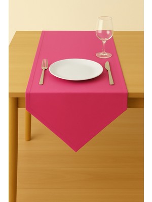 Luvora Home Luna Serisi Kadife Dokulu Üçgen Runner - Fuşya