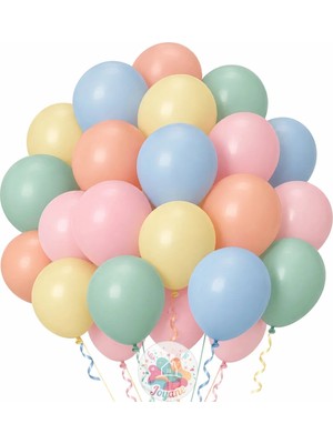 Joyane Pastel Su Yeşili ve Pudra Mavi Pembe Sarı Şeftali Balon Seti | 24 Parça A Kalite Balon, Parti ve Doğum Günü Seti