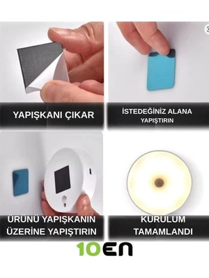 10EN 2 Adet Şarjlı Hareket Sensörlü Mıknatıslı Dolap Içi Kabin LED Aydınlatma