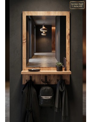 Montesev Antik Ahşap Dekoratif Oda Hol Salon Aynası Raflı Aynalı Askılık Set Portmanto Banyo Lavabo Duvar Antre Raflı Askılı Ayna Dk-Ayn3