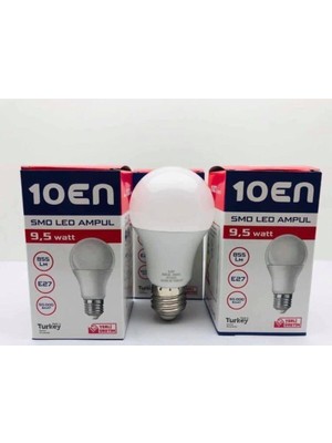 10EN 10 Adet E27 Duylu LED Ampul Beyaz Işık 9 Watt