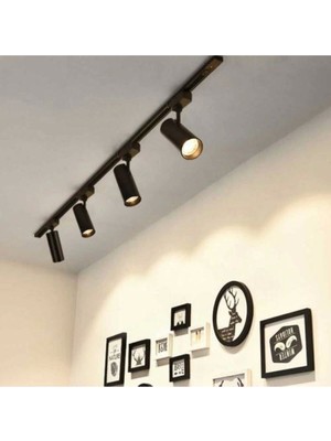 10EN 4 Adet Gün Işığı LED Ray Spot Seti Siyah Kasa 1 Metre Raylı