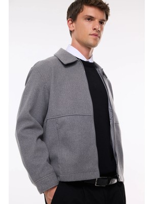 DeFacto Regular Fit Polo Yaka Astarlı Fermuarlı Kaşe Mont H2049AX26AU