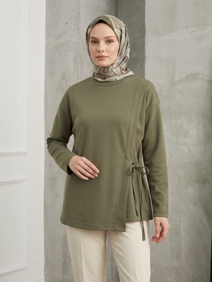 Foremia Pat Detay Yan Bağlamalı Tunik-Haki -
