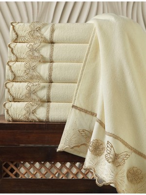 ayhanhome 3'lü Pamuk El ve Yüz Havlu Seti 50 x 90 cm Ekstra Yumuşak Kelebek Güpürlü