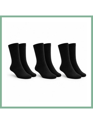 Bşk Virgo Unisex Siyah Soket Çorap 3'lü Set Düz Basic Ribanalı Günlük Spor Esnek Rahat Uzun Çorap Konforlu Set BSK2026