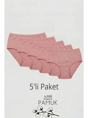 Qulothes 5 Li Paket Pamuklu Yüksek Bel Hava Alan Raporlu Kumaş Kadın Külot