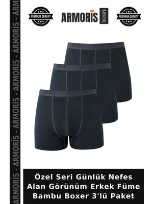 Armoris Özel Seri Günlük Nefes Alan Görünüm Erkek Füme Bambu Boxer 3'lü Paket