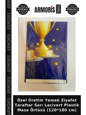 Armoris Özel Üretim Yemek Ziyafet Taraftar Sarı Lacivert Plastik Masa Örtüsü (120*180 Cm)