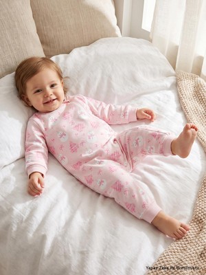 Civil Baby Kardan Adam Empirme | 2.5 Tog Uyku Tulumu| Pamuklu Interlok | Uzun Kollu Bisiklet Yaka - Pembe