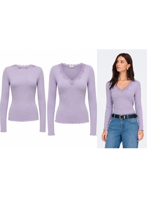 Jdyetoıle L/s V-Neck Rıb Top Jrs Dıa