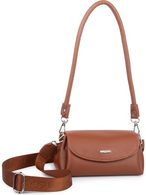 Nas Bag Kadın Mini Sade Şık  Omuz ve Postacı Çapraz Çanta (En 20 cm ;boy 10 cm ) Taba