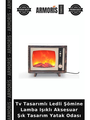 Armoris Tv Tasarımlı Ledli Şömine Lamba Işıklı Aksesuar Şık Tasarım Yatak Odası