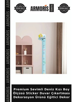 Armoris Premium Sevimli Deniz Kızı Boy Ölçüsü Sticker Duvar Çıkartması Dekorasyon Ürünü Eğitici Dekor