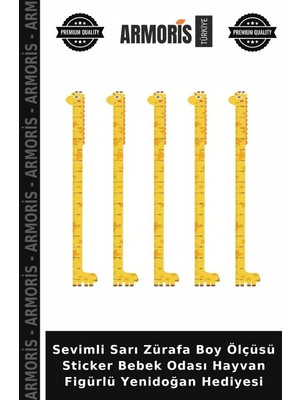 Armoris Sevimli Sarı Zürafa Boy Ölçüsü Sticker Bebek Odası Hayvan Figürlü Yenidoğan Hediyesi