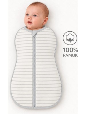 Mimocan %100 Pamuklu Organik Yumuşak Penye Uyku Tulumu Yenidoğan Fermuarlı Kundak 60X35 cm