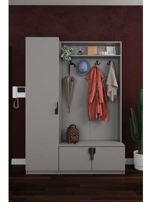 Asra Trend Lüks Çok Raflı Portmanto Askılı Vestiyer %100 MDF Çok Raflı Ayakkabılık V01