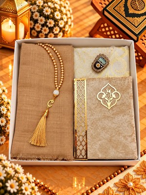 Lena Gift Workshop Çeyizlik Hediyelik 5 Parça Gelin Damat Bohça Seti Namaz Örtüsü Tafta Seccade Tesbih Yasin Zikirmatik