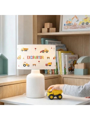 Homing Araçlar Kumaş Baskılı Çocuk Odası Abajur