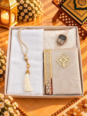Lena Gift Workshop Çeyizlik Hediyelik 5 Parça Gelin Damat Bohça Seti Namaz Örtüsü Tafta Seccade Tesbih Yasin Zikirmatik