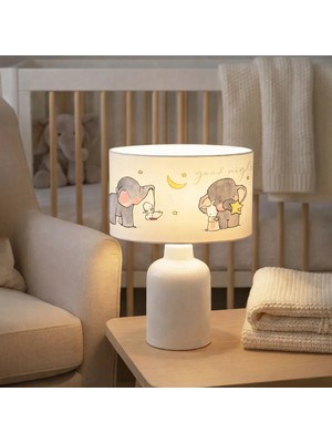 Homing Fil Desenli Kumaş Baskılı Çocuk Odası Abajur