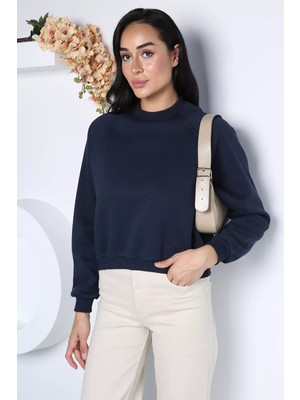 Gülseli Kadın Bisiklet Yaka Üç Iplik Şardonlu Oversize Sweatshirt P-00023355