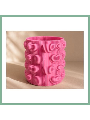 Bşk Virgo 3D Baskı Kalpli Dekoratif Vazo - Modern Çiçeklik ve Masaüstü Süsü-Pembe BSK2026