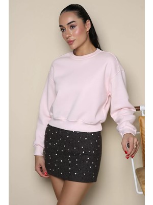 Gülseli Kadın Bisiklet Yaka Üç Iplik Şardonlu Sweatshirt P-00023448