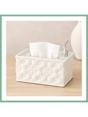 Bşk Virgo Dikdörtgen Masaüstü Peçetelik (18.4×12.5×9 Cm) Beyaz BSK2026