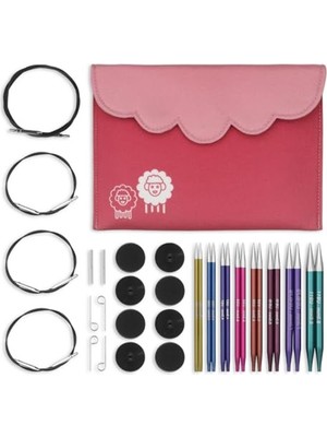 Mythriva Değiştirilebilir Yuvarlak Örgü Iğnesi Uçları, Delüks Set, Zing, 3,50-8,00 mm