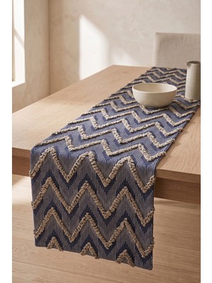 Luvora Home Vega Serisi Zikzak Desenli Runner - Lacivert & Vizon