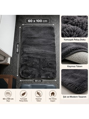 Yelay Home Royal Peluş Paspas 60X100 cm – Yumuşak Dokulu, Kaymaz Tabanlı, Dekoratif Halı
