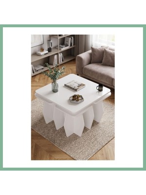 Bşk Virgo Orta Sehpa ve Zigon Sehpa 5'li Set Modern Çok Amaçlı Salon Oturma Odası Yan Sehpa 9247 Beyaz BSK2026