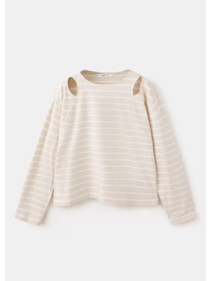 MANGO Kids Çizgili cut-out tişört