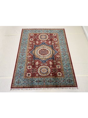 El Dokuma Afgan Halı 4 Metre Memlook Desenli Kök Boya 176 x 224 cm
