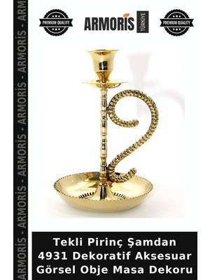 Armoris Tekli Pirinç Şamdan 4931 Dekoratif Aksesuar Görsel Obje Masa Dekoru