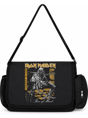 Sevbano Iron Maiden Rock Metal Müzik Grubu Baskılı Okul, Spor, Ofis Çok Amaçlı Postacı Çantası
