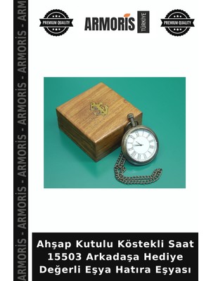 Armoris Ahşap Kutulu Köstekli Saat 15503 Arkadaşa Hediye Değerli Eşya Hatıra Eşyası