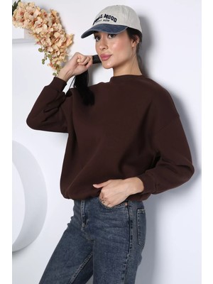 Gülseli Kadın Bisiklet Yaka Üç Iplik Şardonlu Basic Sweatshirt P-00023444