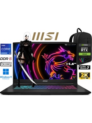 MSI Msı Katana 15 Hx B14WFK Intel Core I9 14900HX 16GB 512GB SSD RTX5060 450XTR W11 Pro 15.6"qhd 165Hz Taşınabilir Bilgisayar Prestij Çanta