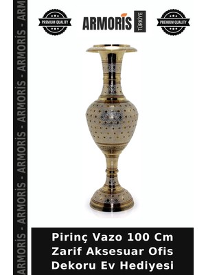 Armoris Pirinç Vazo 100 cm Zarif Aksesuar Ofis Dekoru Ev Hediyesi