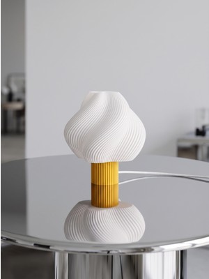 Luvenza Design Solae Yellow Sarı Beyaz Dekoratif LED Masa Lambası Modern Abajur,Yatak Odası ve Komodin İçin Gece Lambası