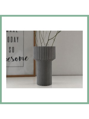 Bşk Virgo 3D Baskı Modern Dekoratif Çiçek Vazosu - Minimal Silindir Tasarımlı Masaüstü Vazo, Ev ve Ofis Dekoru-Gri BSK2026