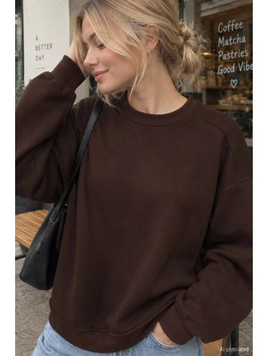Gülseli Kadın Bisiklet Yaka Dikiş Detaylı Şardonlu Sweatshirt P-00023327