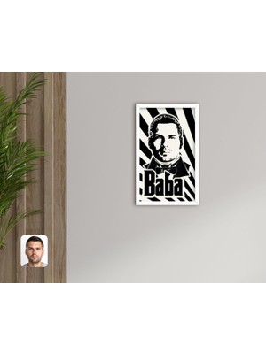 BK Gift Kişiye Özel Godfather Baba Silüet Tasarımlı Dekoratif Ahşap Beyaz Çerçeveli Tablo-1